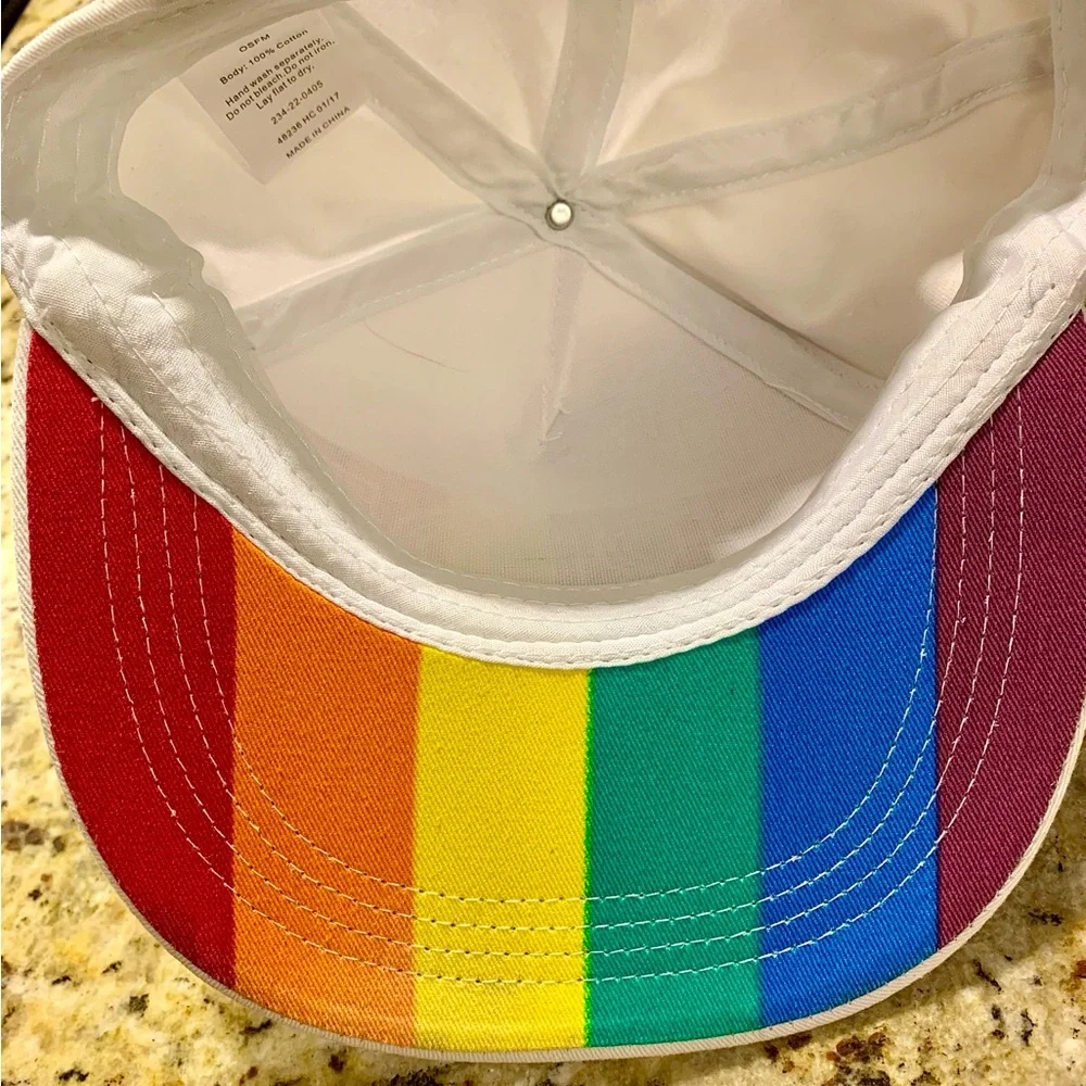 Pride White/Rainbow SnapBack Hat Flat Bill Brim